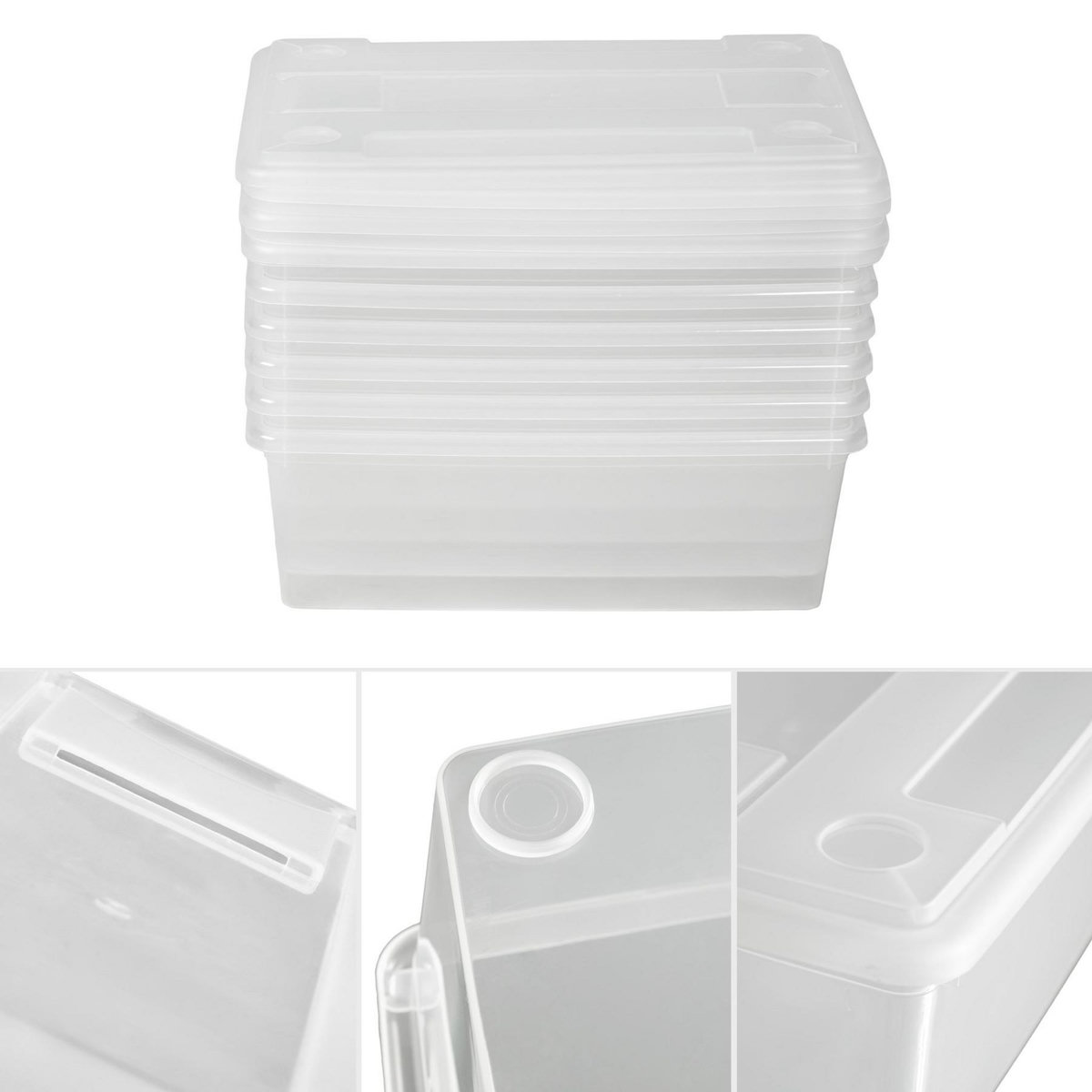 tectake Lot de 6 boîtes de rangement en plastique pour chaussures avec couvercle blanc transparent