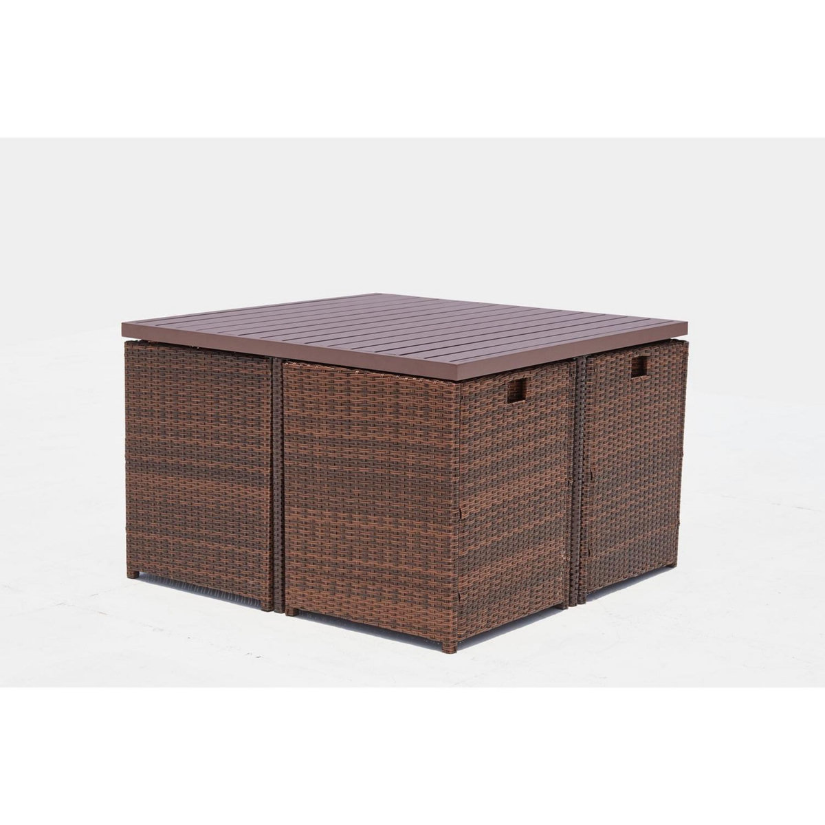 CONCEPT USINE Table et chaise 8 places encastrables alu résine marron-blanc SUNSET