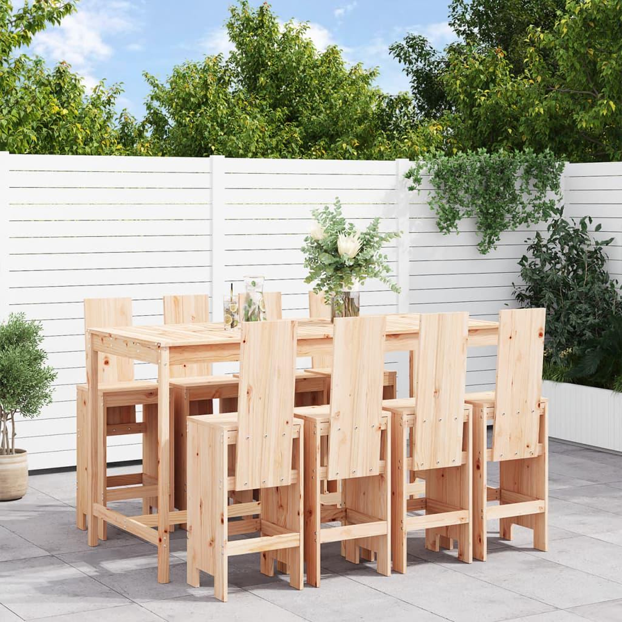 VIDAXL Ensemble de bar de jardin 9 pcs Bois de pin massif