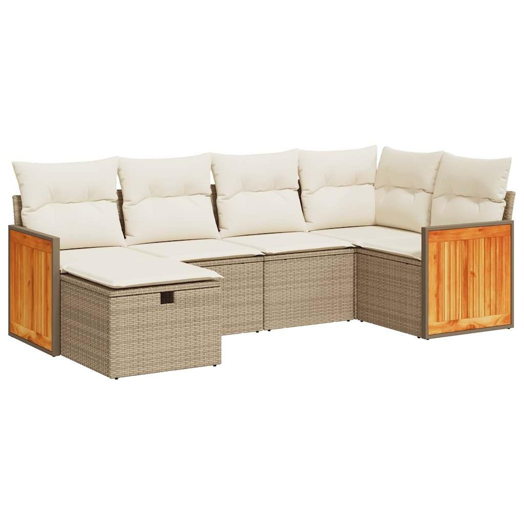 Voir la diapositive 2 : VIDAXL Salon de jardin avec coussins 6 pcs beige resine tressee