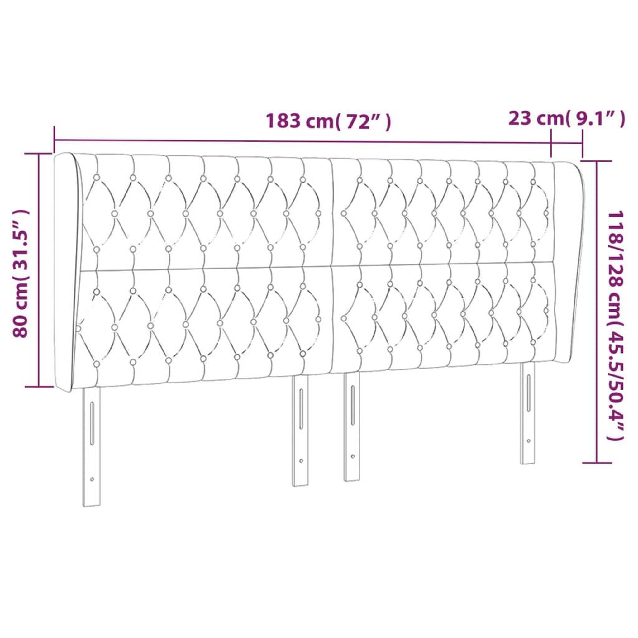 Voir la diapositive 6 : VIDAXL Tete de lit avec oreilles gris clair 183x23x118/128 cm tissu