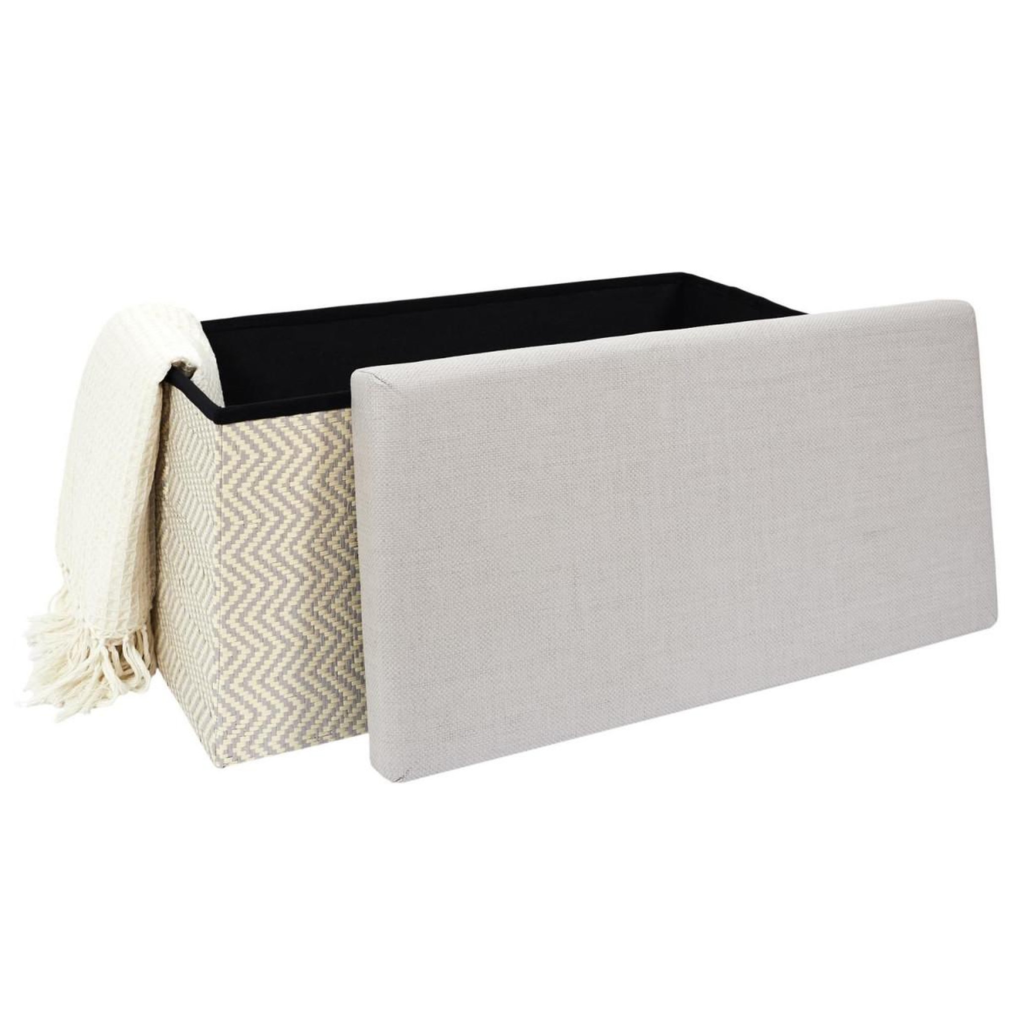 Voir la diapositive 4 : The Home Deco Factory Banc coffre pliable  tressé  76cm gris