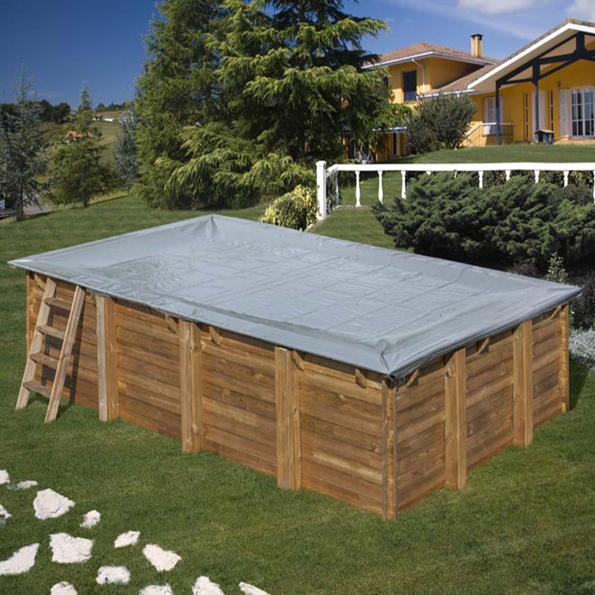 Voir la diapositive 2 : GRE Bâche d'hivernage pour piscine bois rectangulaire mango 6,18 x 3,20 m - gré