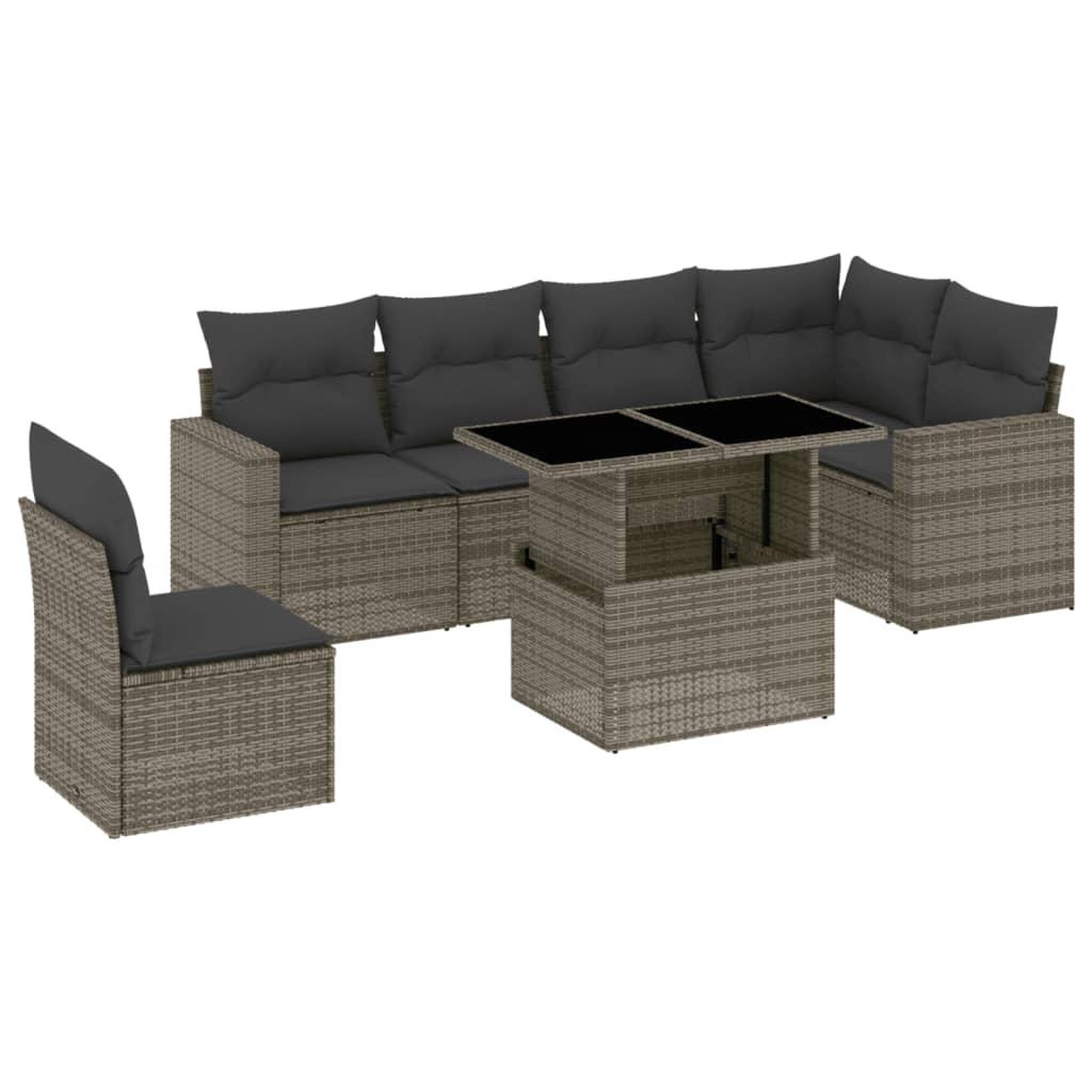 Voir la diapositive 2 : VIDAXL Salon de jardin avec coussins 7 pcs gris resine tressee