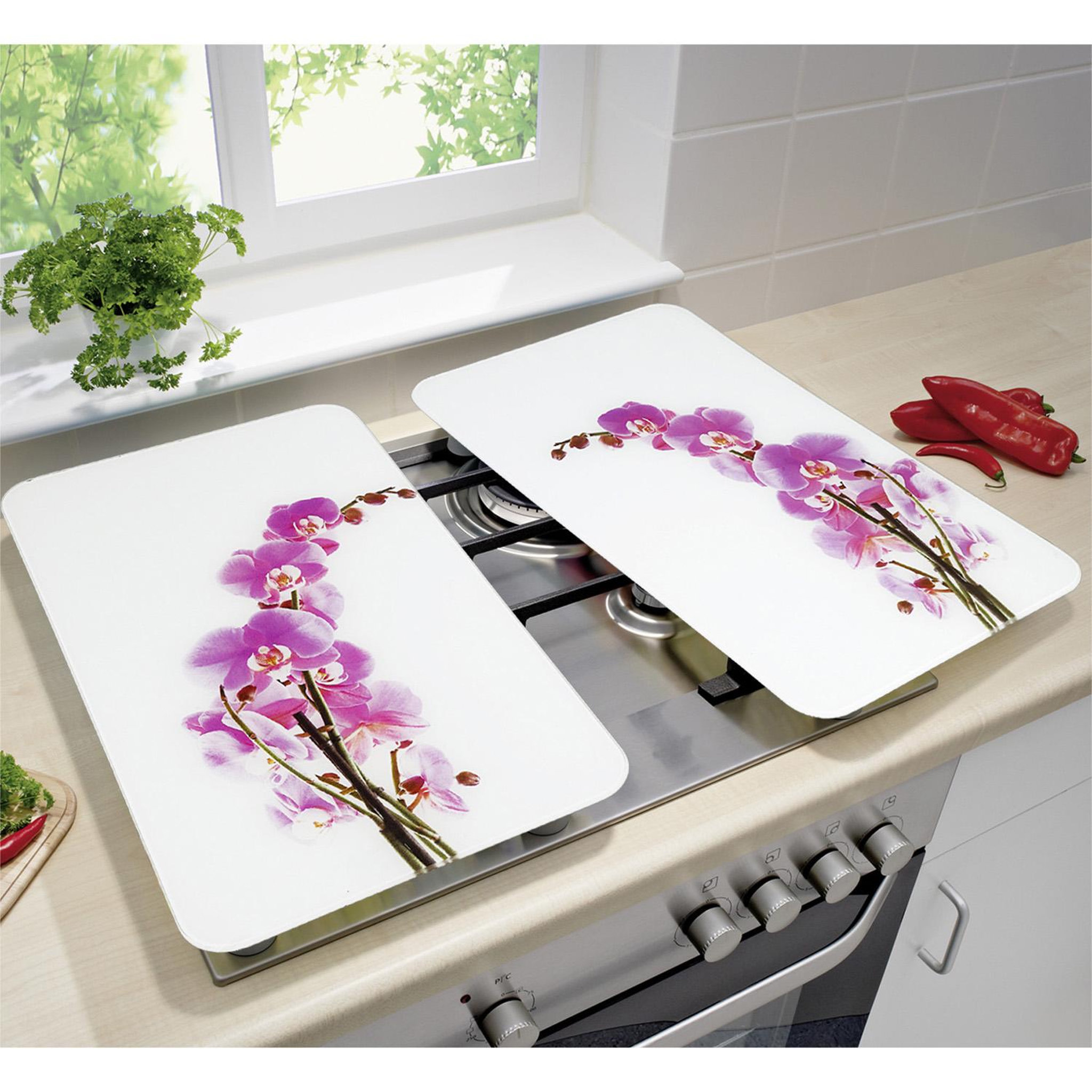 Wenko 2 Couvre-plaques universel - Fleur d'orchidée