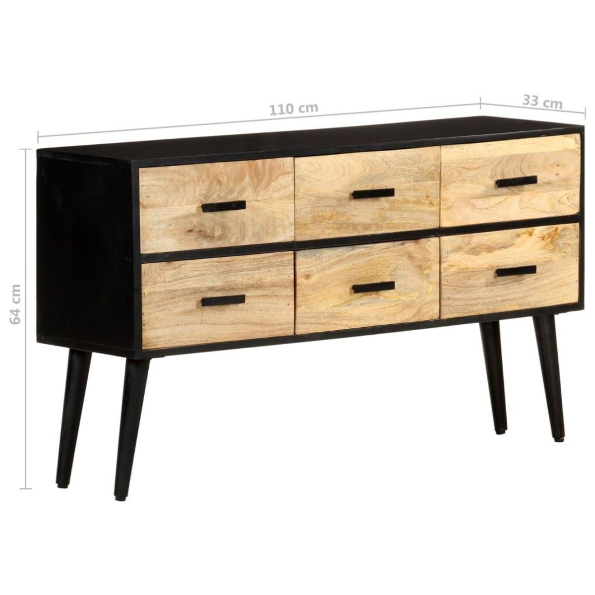 VIDAXL Buffet 110x33x64 cm Bois de manguier massif