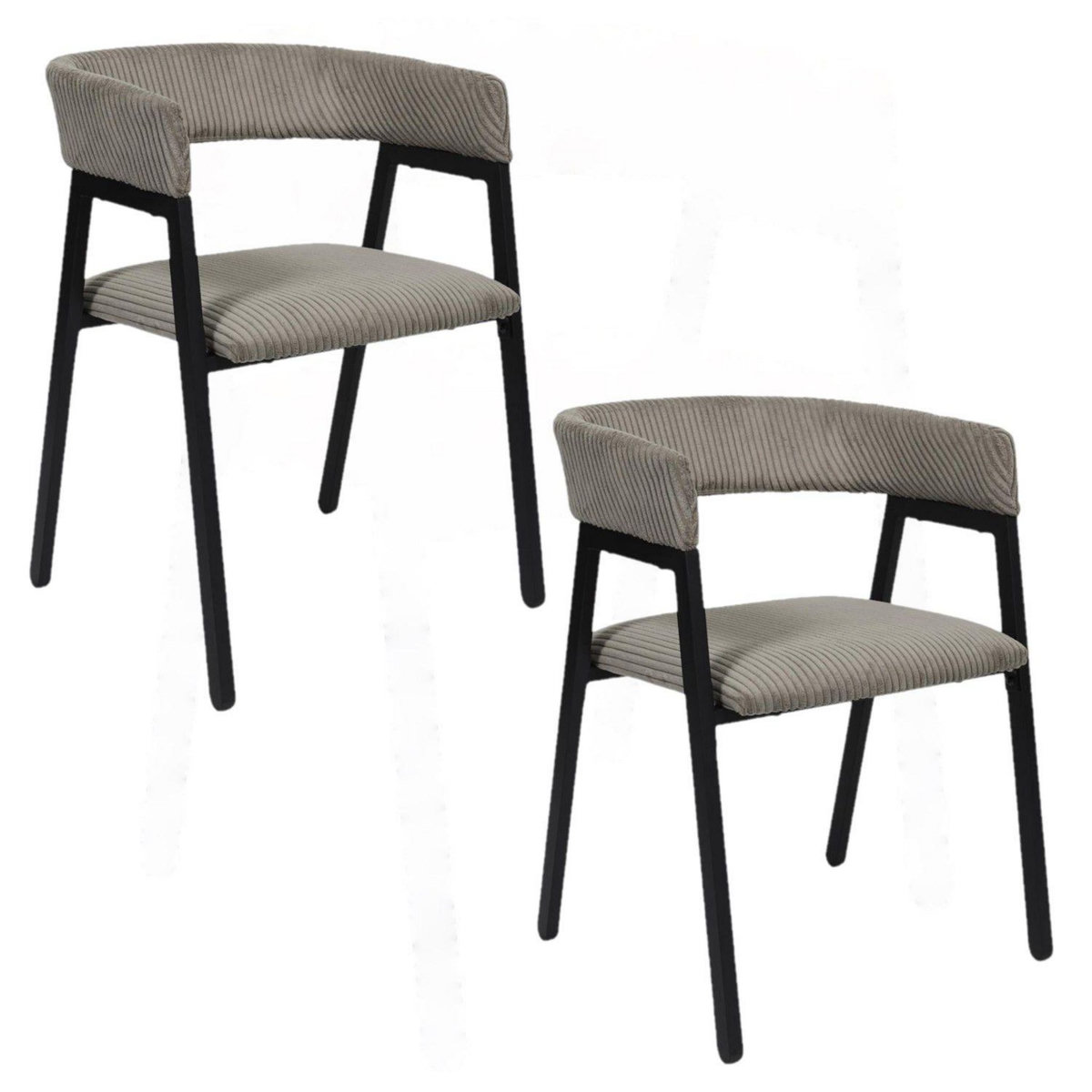 The Home Deco Factory Lot de 2 fauteuils design en tissu côtelé SCOTT