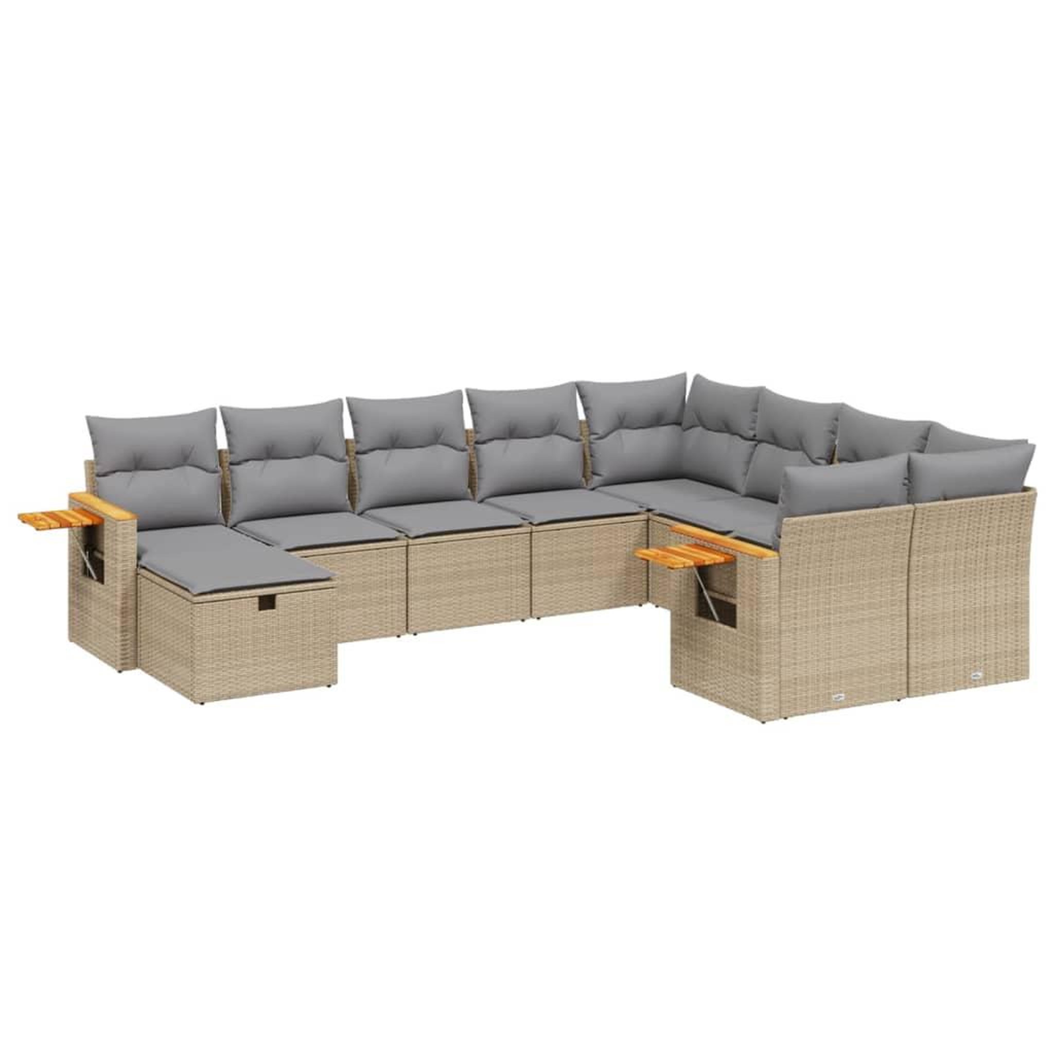 Voir la diapositive 2 : VIDAXL Salon de jardin avec coussins 10 pcs beige resine tressee