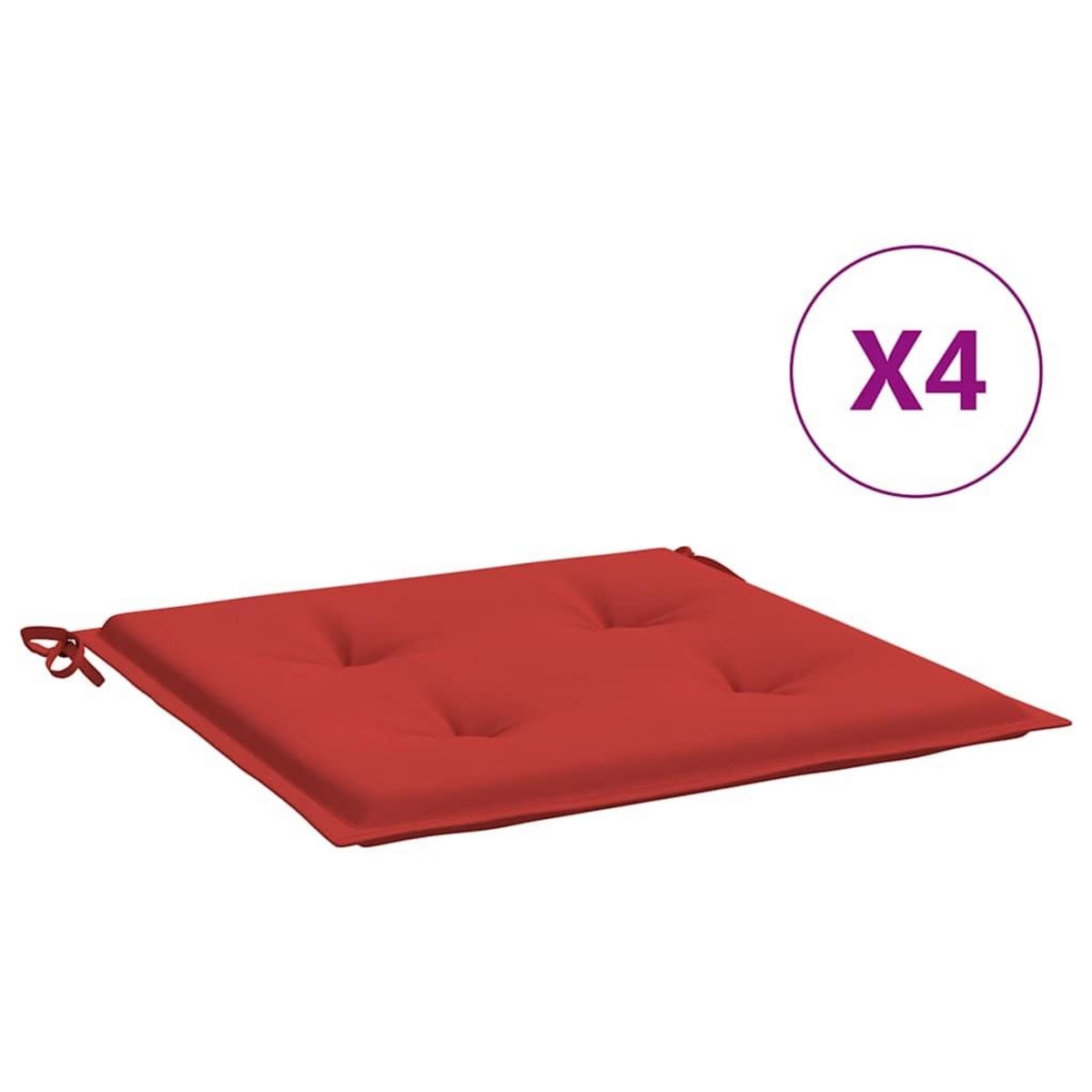 VIDAXL Coussins de chaise jardin lot de 4 rouge 40x40x3cm tissu oxford