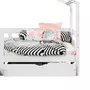 IDIMEX Lit cabane ENA lit enfant simple montessori 90 x 190 cm, avec 2 tiroirs de rangement, en pin massif lasuré blanc
