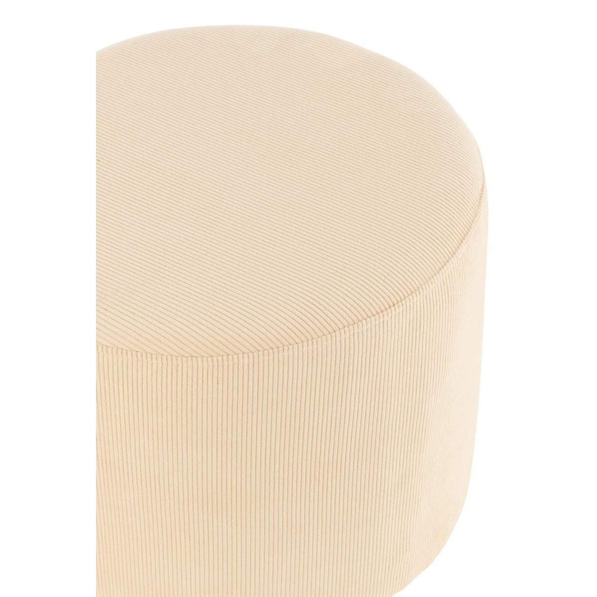Voir la diapositive 2 : J-LINE Pouf déco en velours  lignes  43cm crème