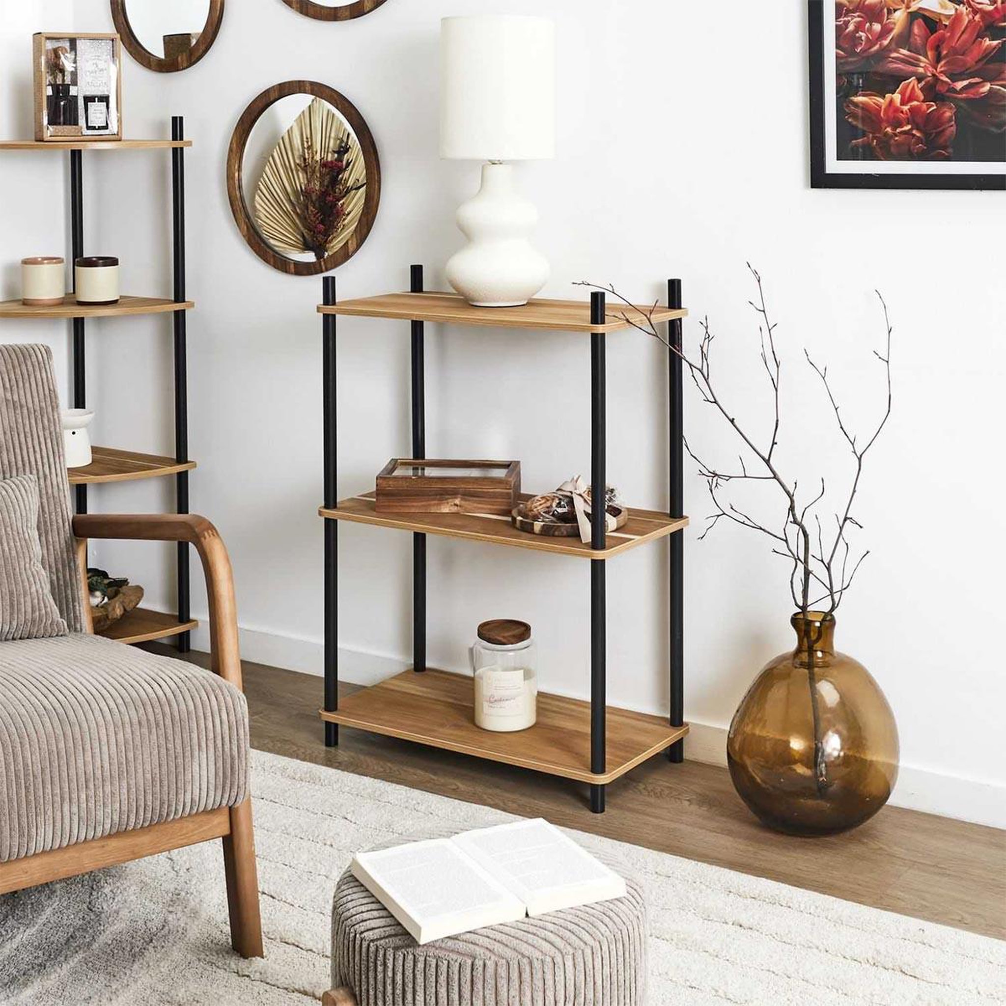 Voir la diapositive 4 : Paris Prix Étagère 3 niveaux  carol  84cm marron