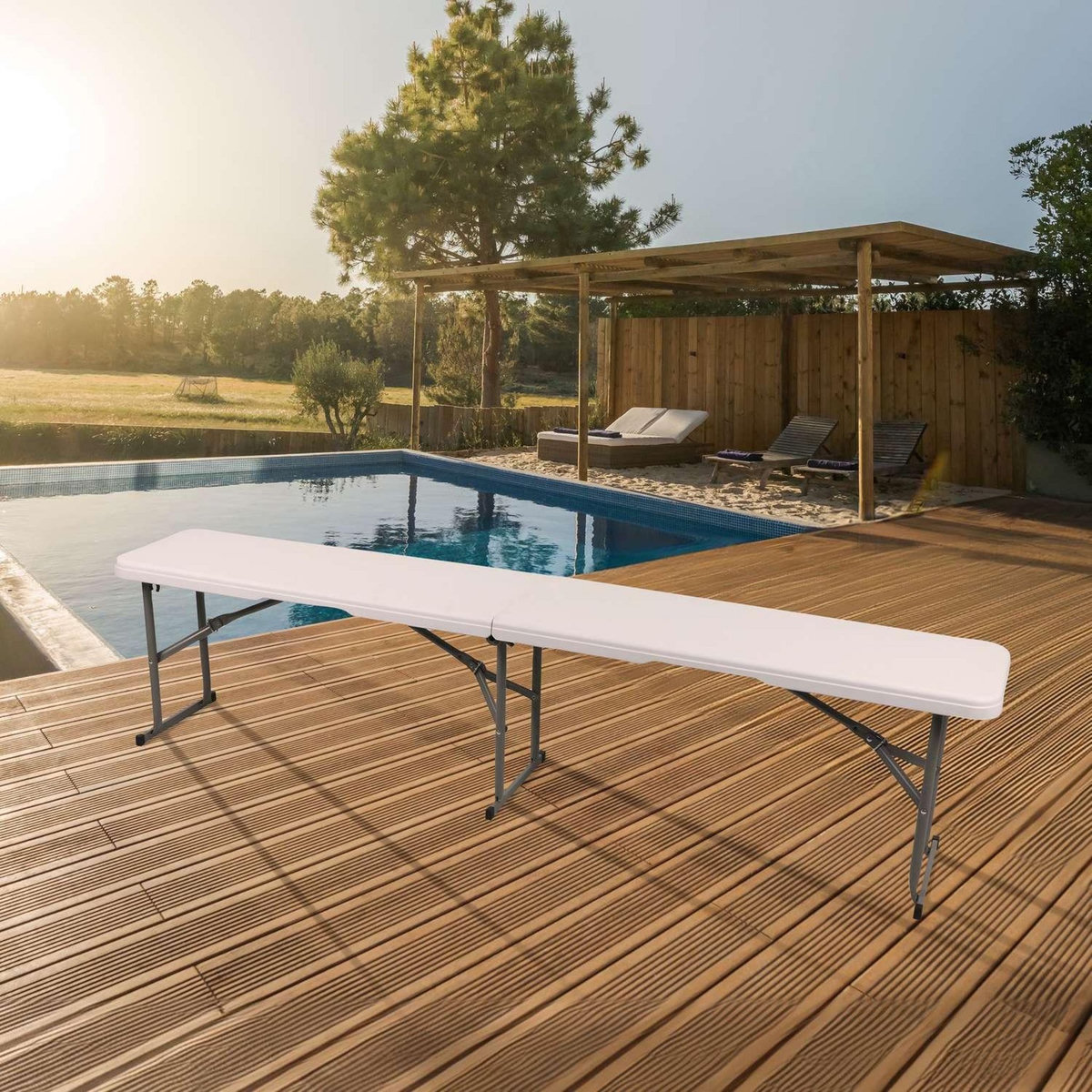 SUNNYDAYS Banc de réception pliable pour 3 à 4 personnes - Blanc