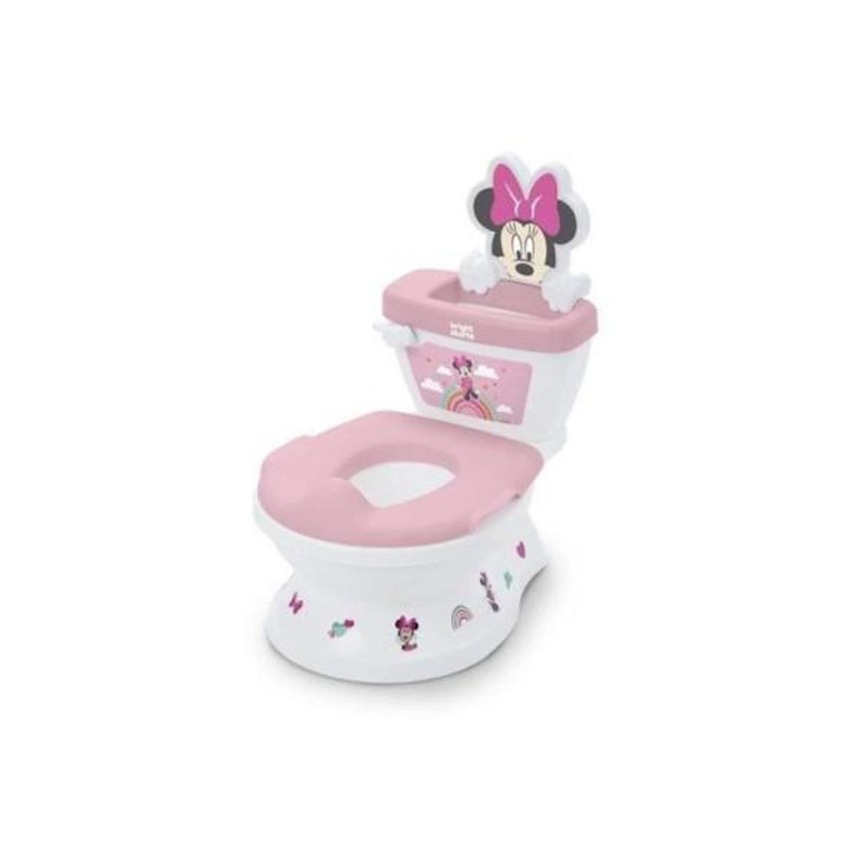 Bright Starts DISNEY BABY - MINNIE- Mini toilette avec réducteur de lunette de toilette inclus, 2 en 1, MySize, Pot amovible facile a nettoye