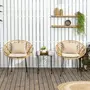 OUTSUNNY Lot de 2 chaises de jardin style colonial coussins inclus résine tressée et filaire aspect rotin