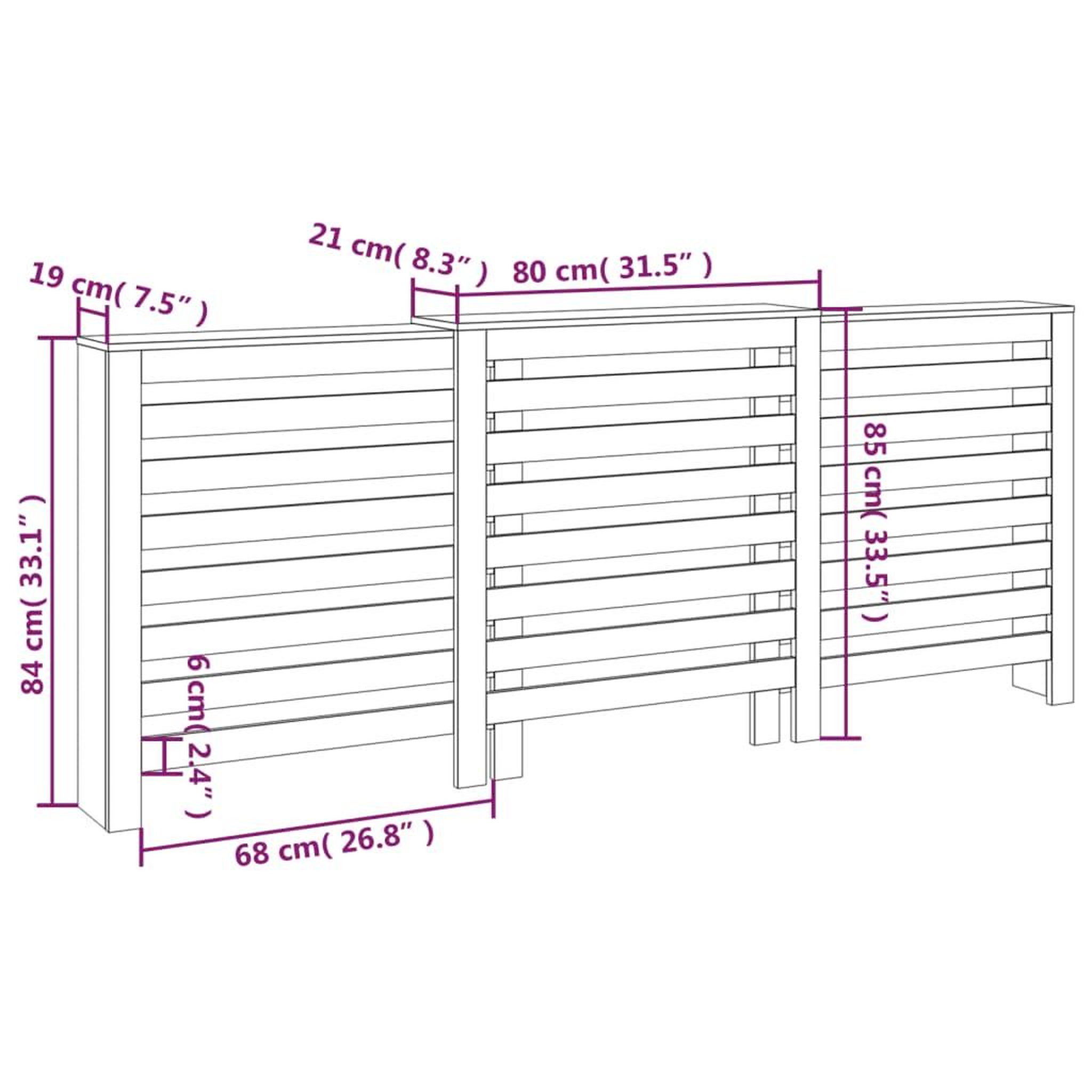 Voir la diapositive 6 : VIDAXL Cache-radiateur Blanc 210x21x85 cm Bois massif de pin