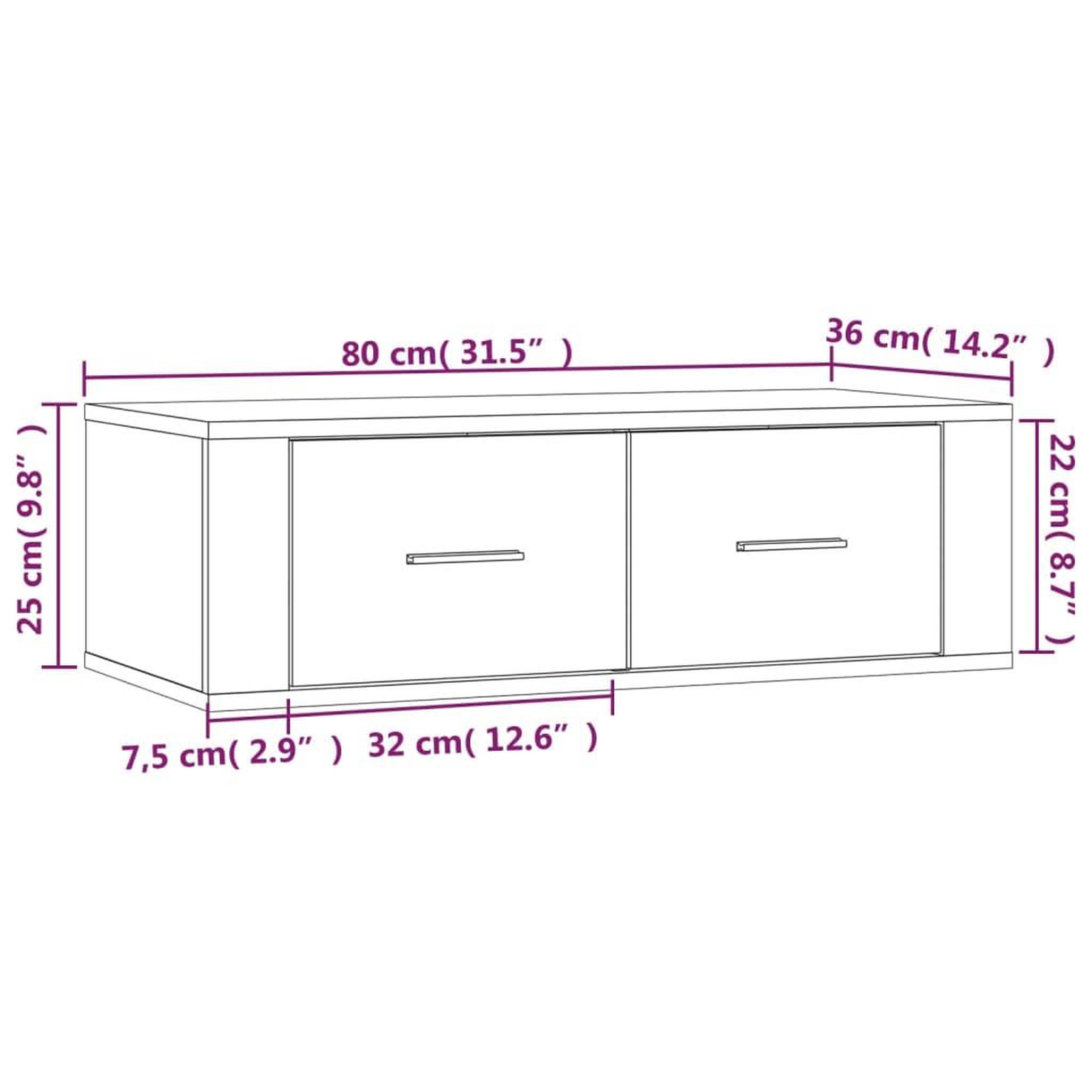 Voir la diapositive 6 : VIDAXL Armoire TV suspendue Chene fume 80x36x25 cm Bois d'ingenierie