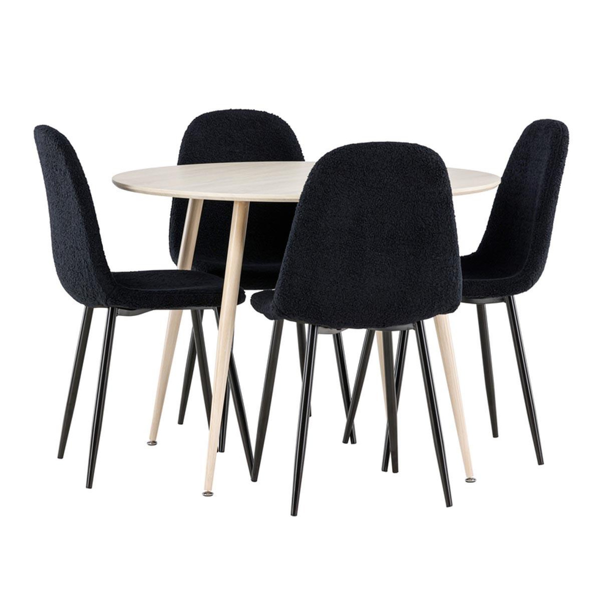 Voir la diapositive 2 : Paris Prix Ensemble table à manger & 4 chaises  plaza & polar  100cm naturel & noir