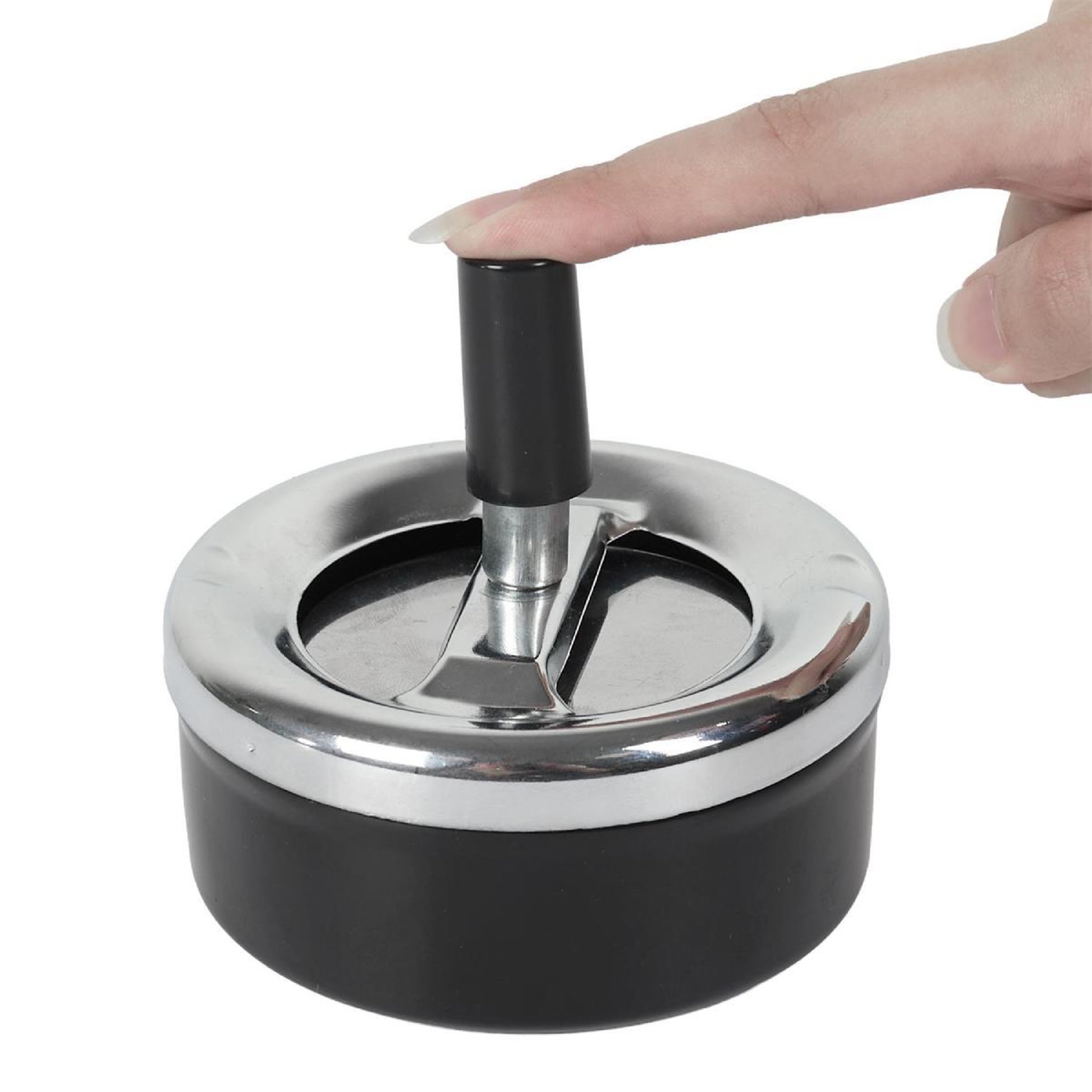 Voir la diapositive 5 : MISTER GADGET Cendrier poussoir en métal  fun  9cm noir