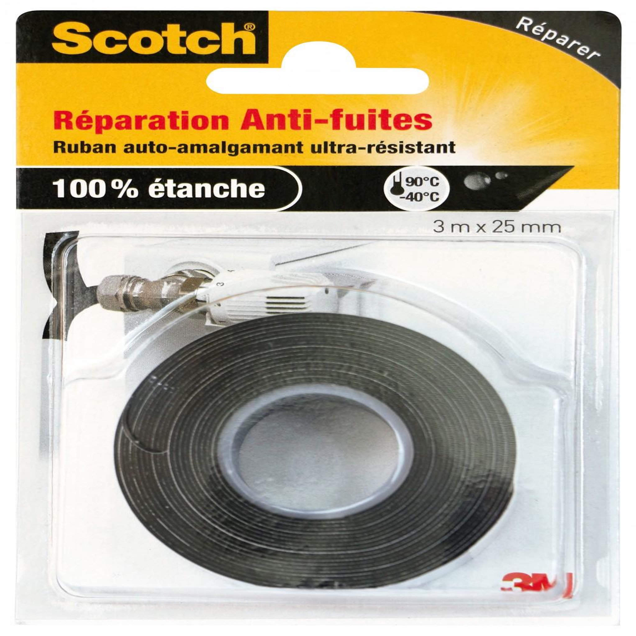 CENTRALE BRICO Ruban de réparation SCOTCH, une face L.3 m x l.25 mm noir