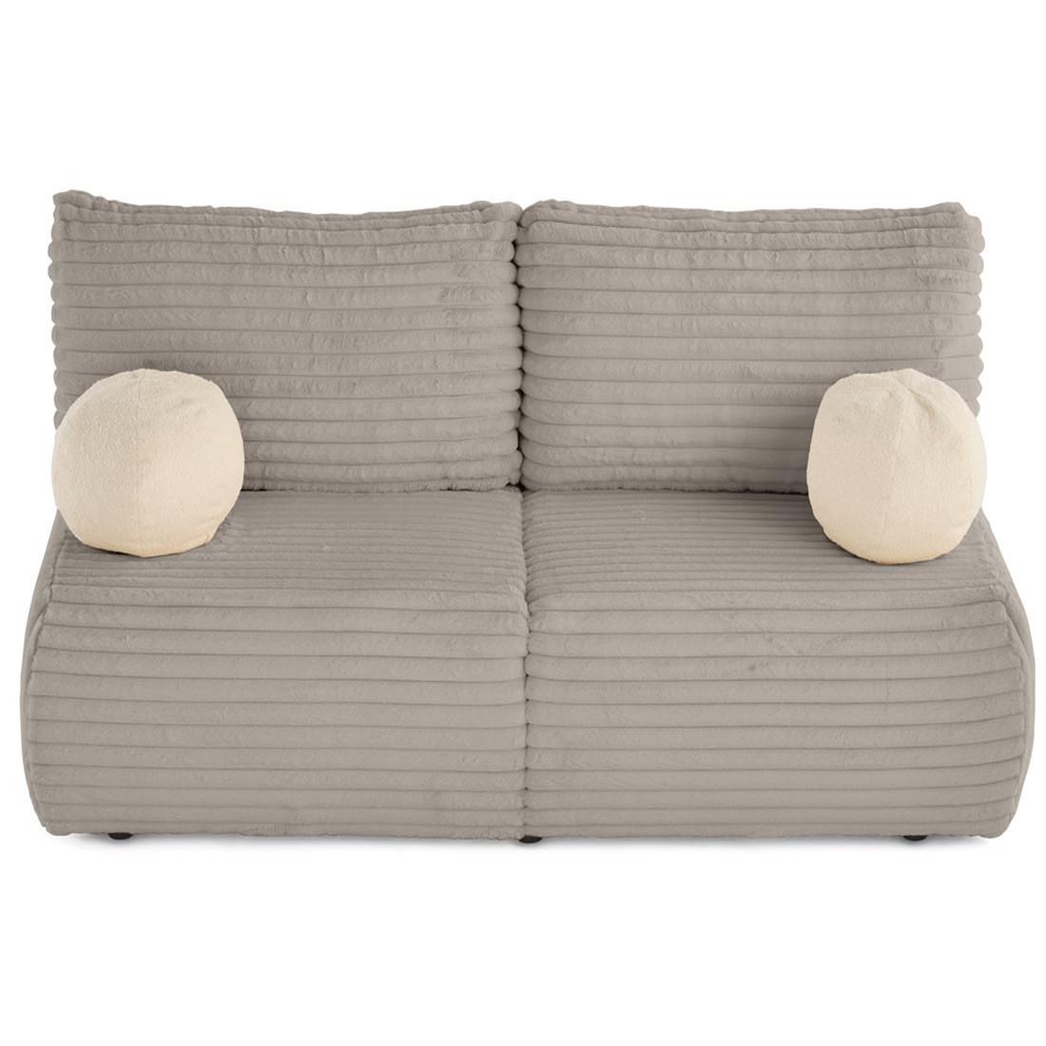 Voir la diapositive 4 : BEST MOBILIER Marvin - canapé 3 places convertible et coffre en fausse fourrure côtelée avec 2 coussins boule inclus