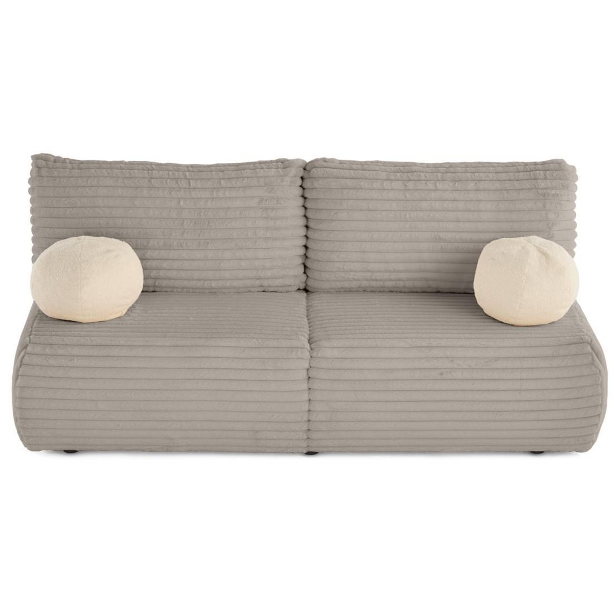 BEST MOBILIER Marvin - canapé 3 places convertible et coffre en fausse fourrure côtelée avec 2 coussins boule inclus