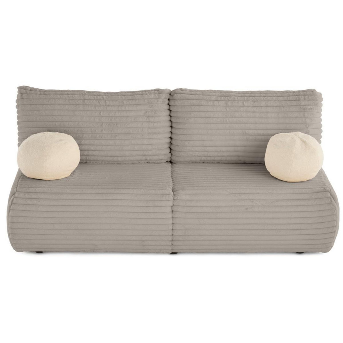 BEST MOBILIER Marvin - canapé 3 places convertible et coffre en fausse fourrure côtelée avec 2 coussins boule inclus