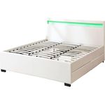 Habitat et Jardin LIT LED double avec 4 tiroirs  Nico  - 180 x 200 cm - Blanc