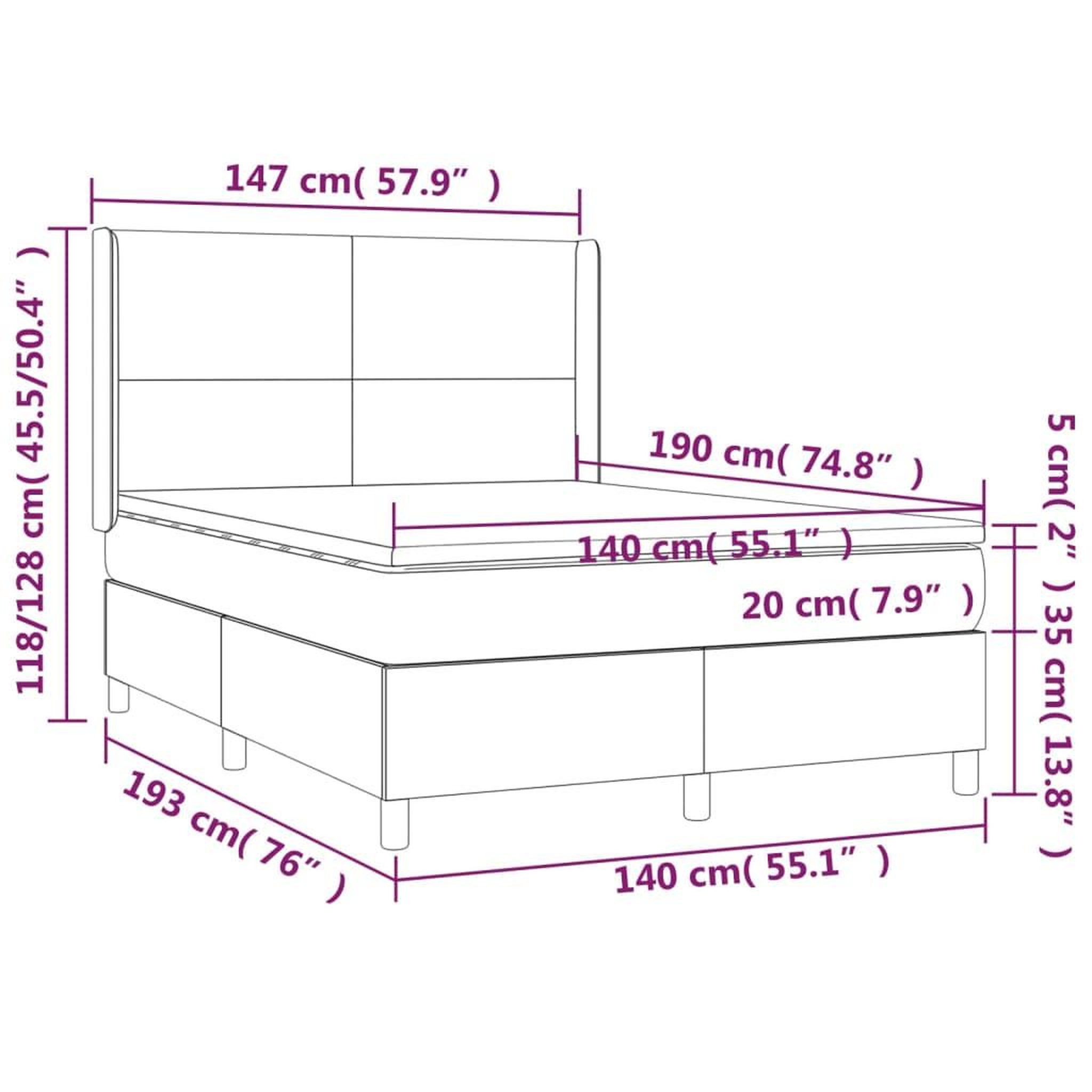 Voir la diapositive 6 : VIDAXL Sommier a lattes de lit et matelas Vert fonce 140x190cm Velours