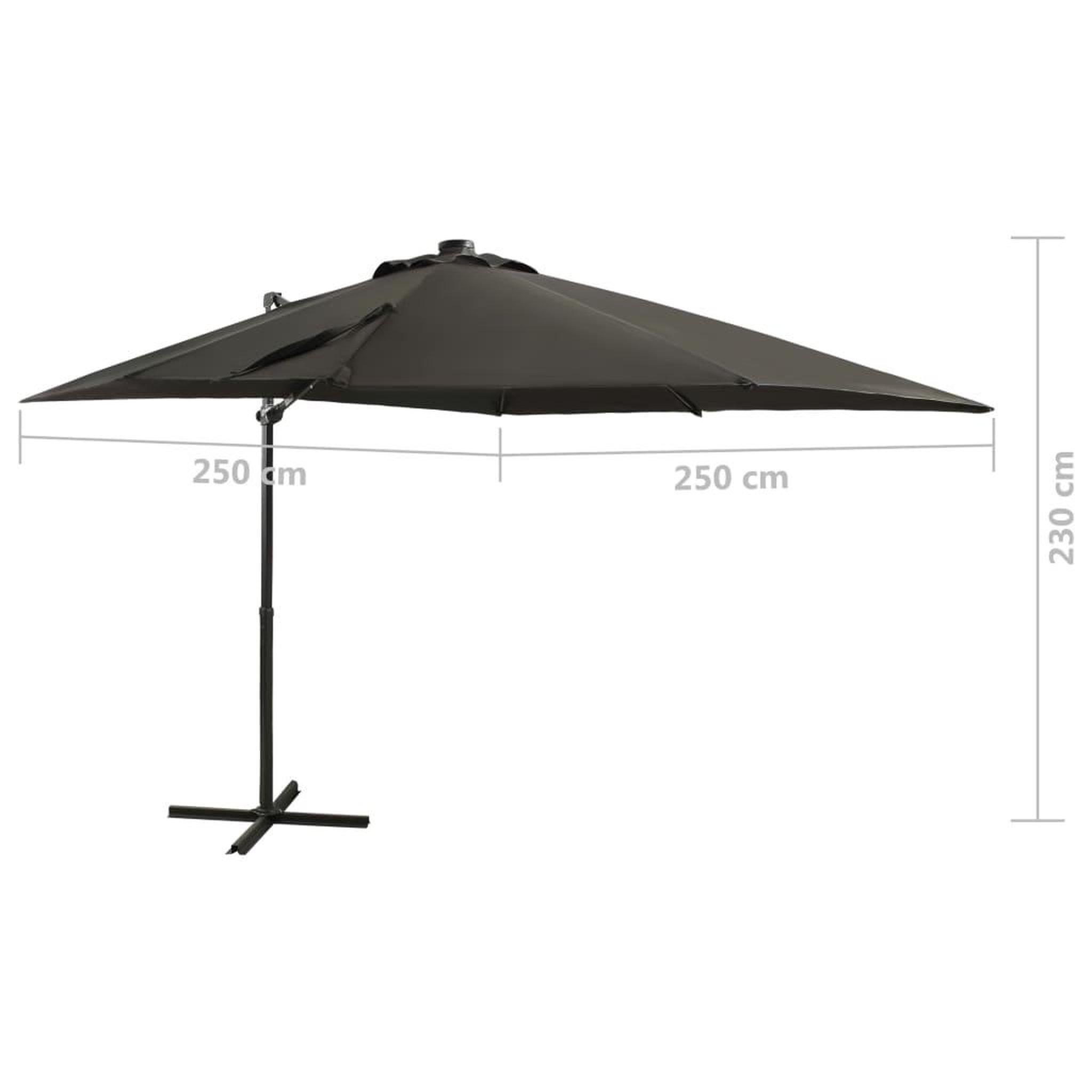 Voir la diapositive 6 : VIDAXL Parasol de jardin en porte-a-faux avec mat et lumieres LED