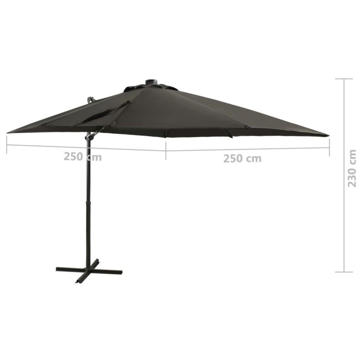 VIDAXL Parasol de jardin en porte-a-faux avec mat et lumieres LED