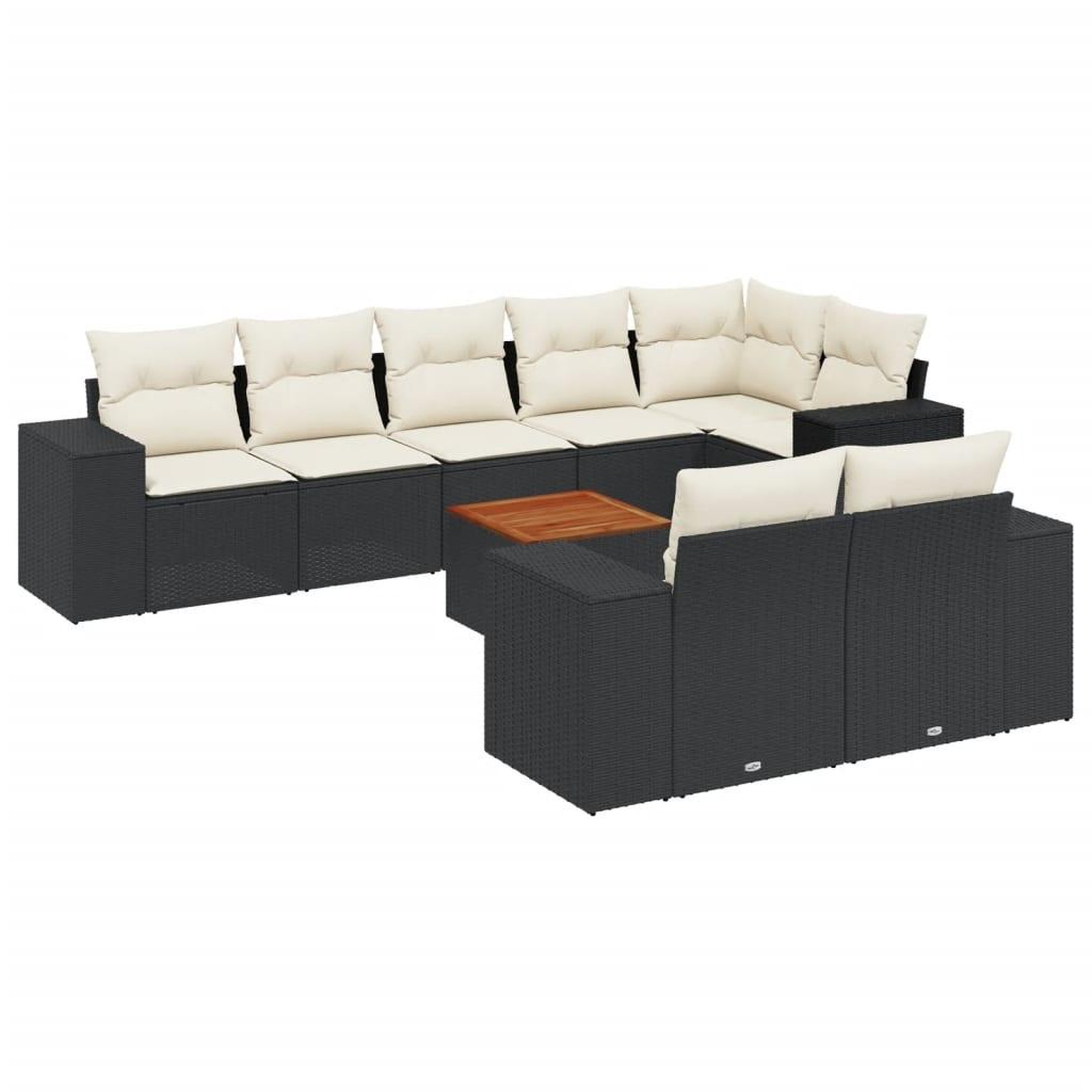 Voir la diapositive 2 : VIDAXL Salon de jardin 9 pcs avec coussins noir resine tressee