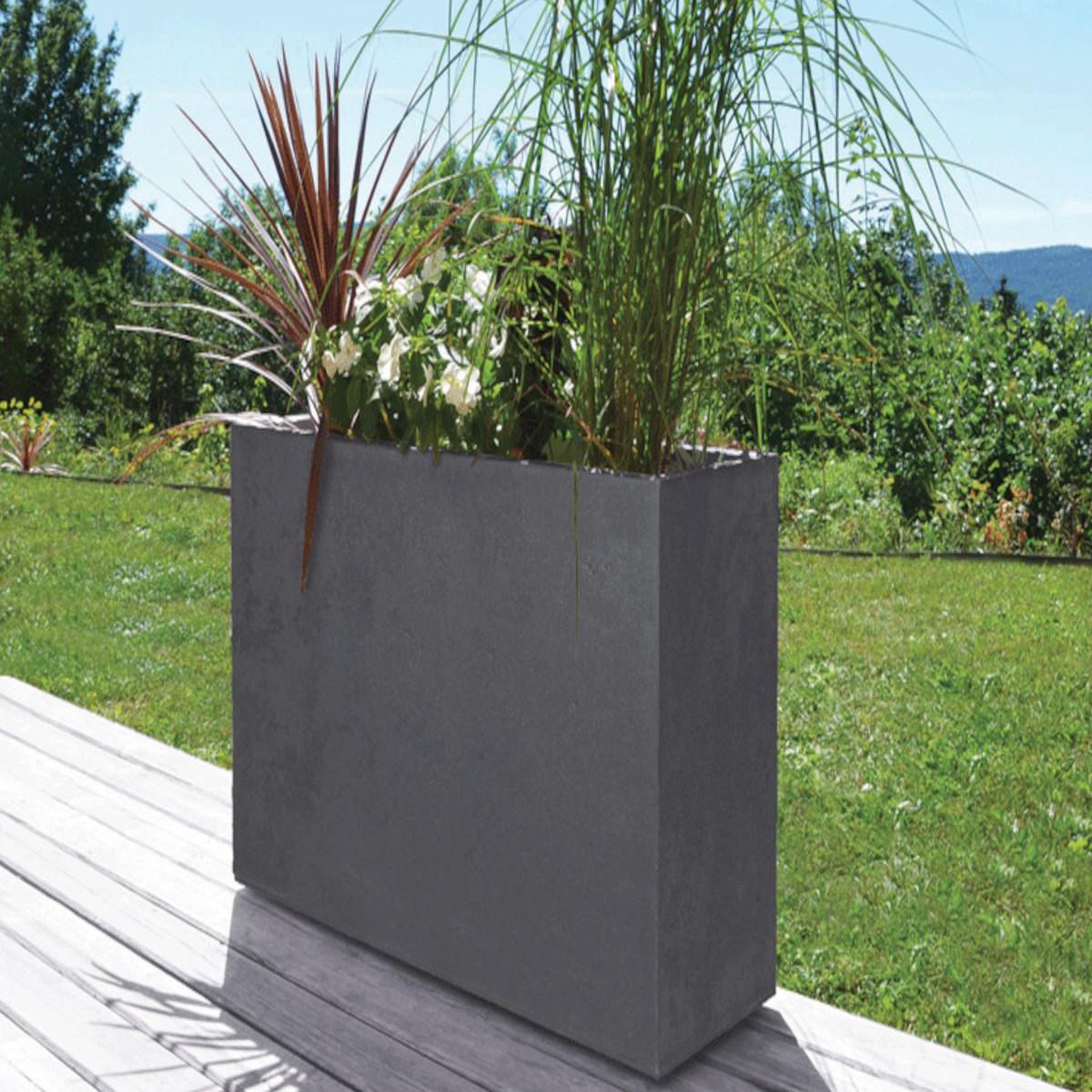 Voir la diapositive 3 : Eda Jardinière rectangulaire loft l basalt décor béton 46 l - gris anthracite - eda