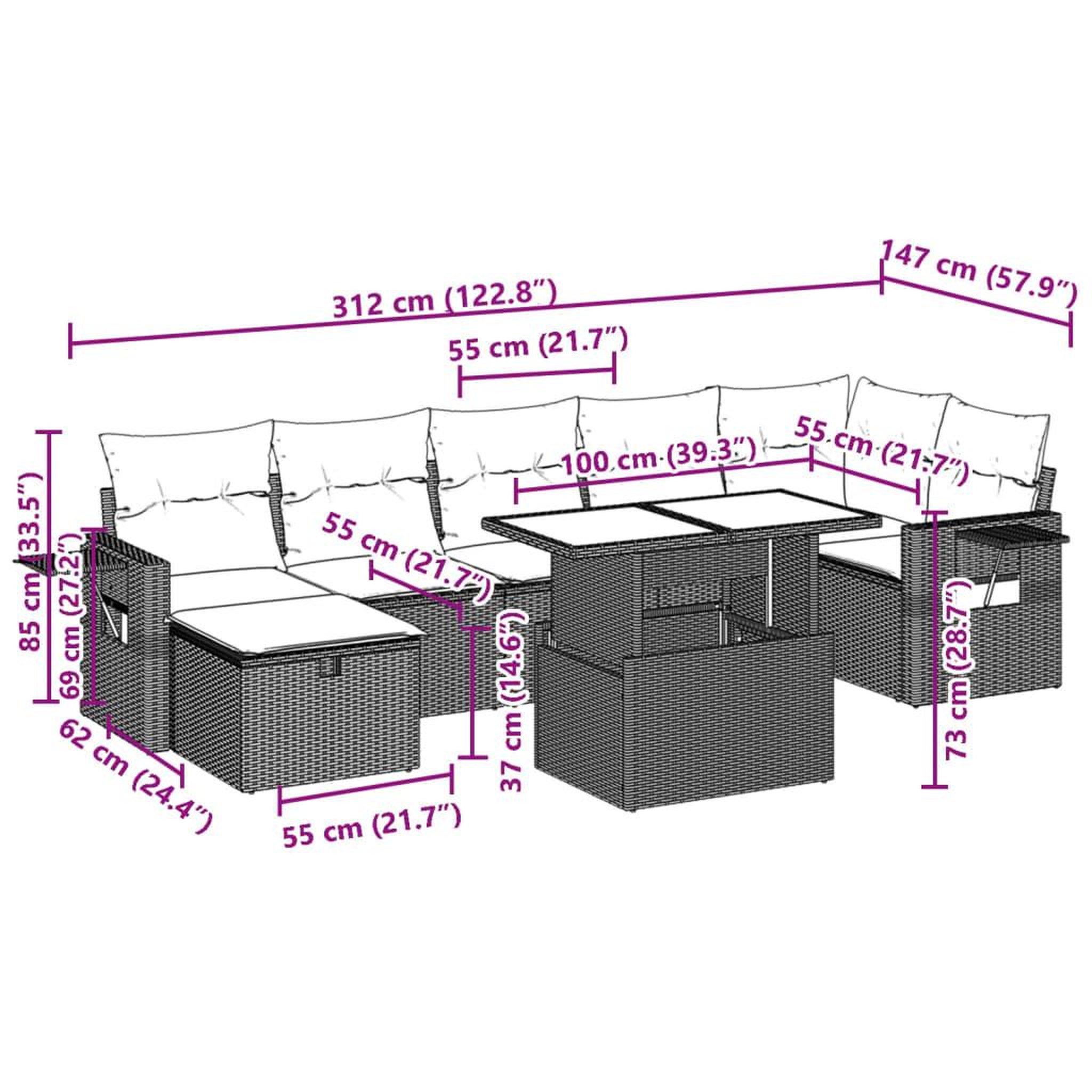 Voir la diapositive 6 : VIDAXL Salon de jardin 8 pcs avec coussins noir resine tressee