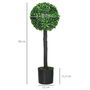 Voir la diapositive 3 : HOMCOM Lot de 2 buis artificiels topiaires artificielles en forme de boule dim. Ø 20 x 60H cm pots inclus