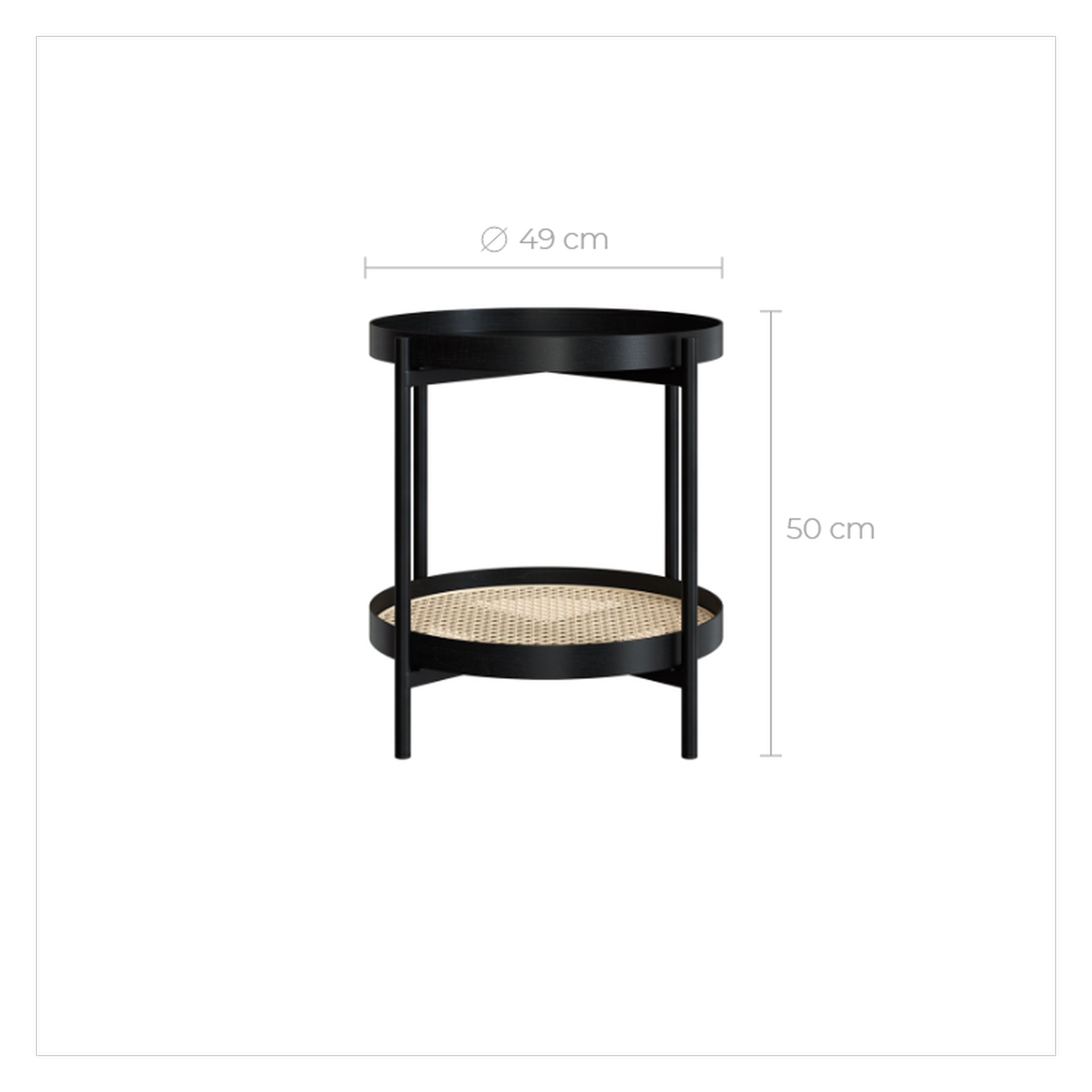 Voir la diapositive 4 : MAISON PAVANE Table basse en cannage et bois de mindi noir d49 cm-lukut