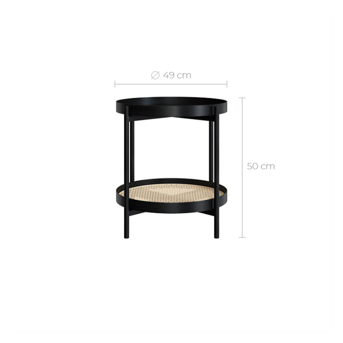 Rendez vous déco Table basse en cannage et bois de mindi noir D49 cm-Lukut
