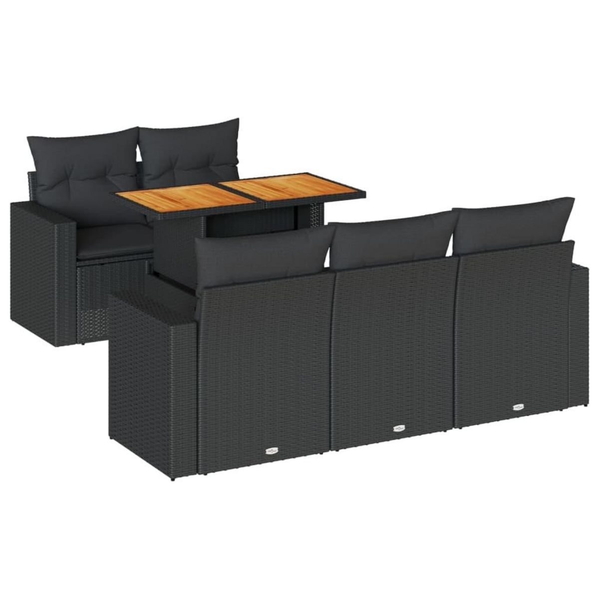 VIDAXL Salon de jardin 6 pcs avec coussins noir resine tressee