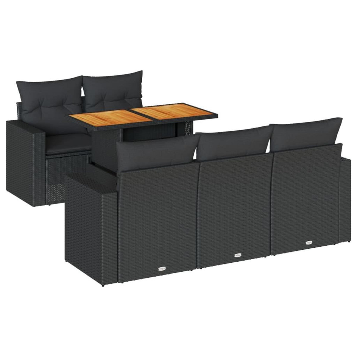 VIDAXL Salon de jardin 6 pcs avec coussins noir resine tressee