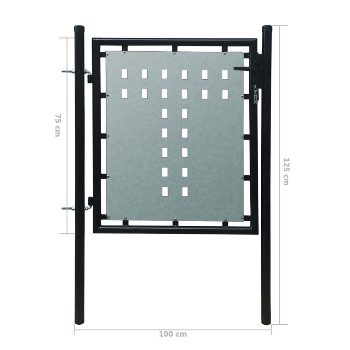 VIDAXL Portail simple de cloture Noir 100x125 cm