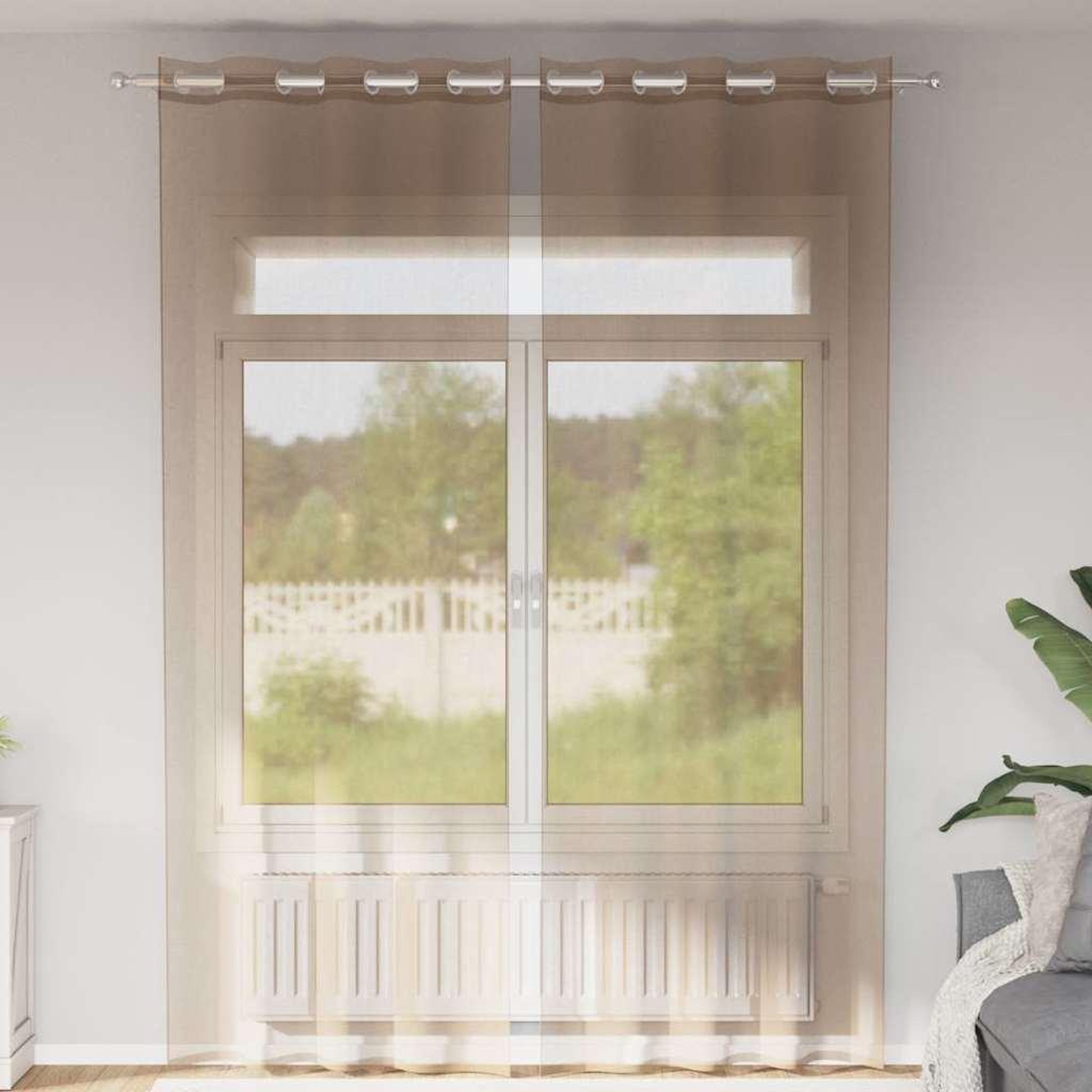 VIDAXL Rideaux en voile avec œillets 2 pcs marron clair