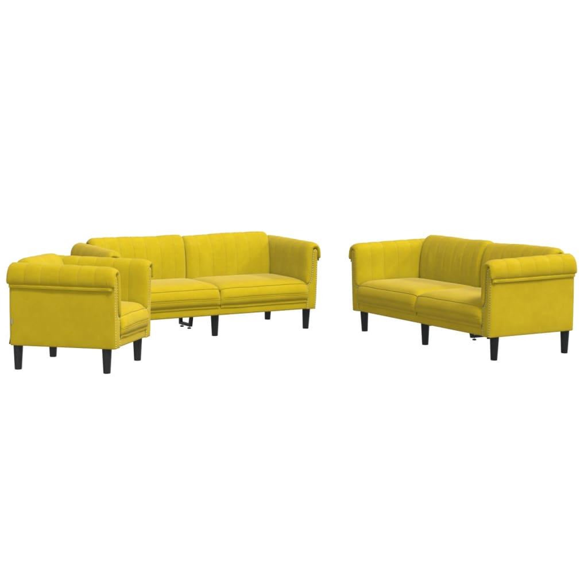 Voir la diapositive 2 : VIDAXL Ensemble de canapes 3 pcs jaune velours