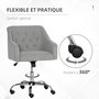 Voir la diapositive 6 : VINSETTO Chaise de bureau design Chesterfield capitonné hauteur réglable pivotant 360° fonction bascule piètement chromé tissu gris
