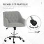 Voir la diapositive 6 : VINSETTO Chaise de bureau design Chesterfield capitonné hauteur réglable pivotant 360° fonction bascule piètement chromé tissu gris