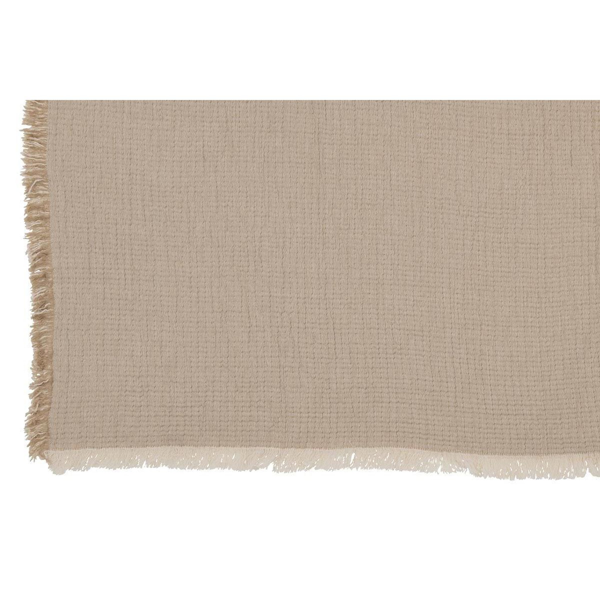 Voir la diapositive 4 : J-LINE Plaid à franges  mousseline  130x180cm beige foncé