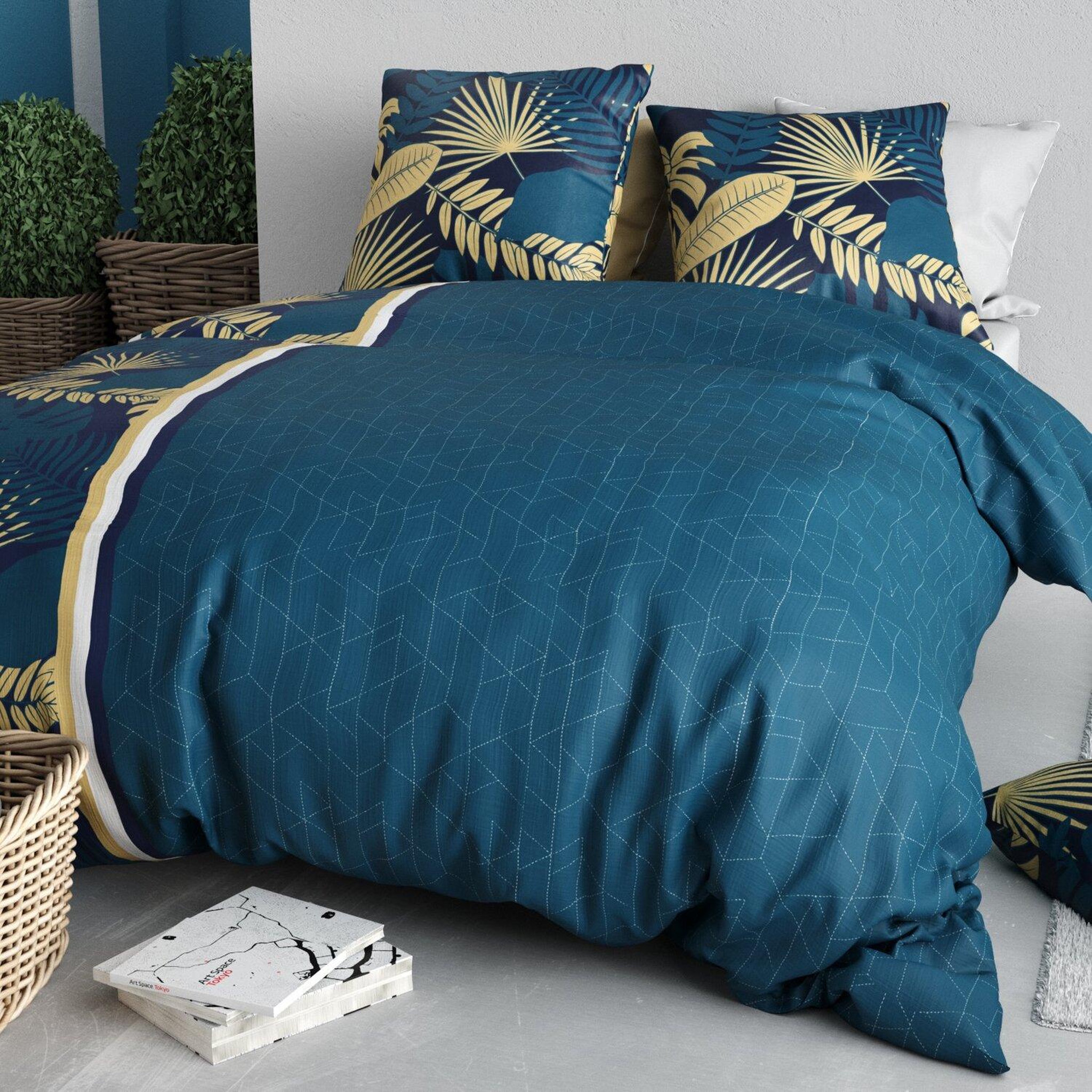 Voir la diapositive 2 : ATELIER DU COTON Parure housse de couette 100% coton 57fils tropeal