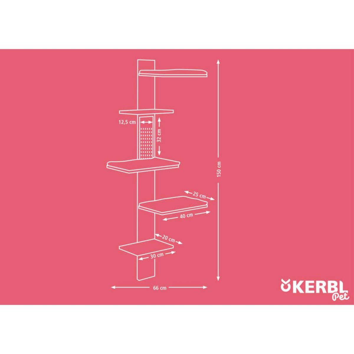 KERBL Kerbl Arbre a chat Timber Wall 150 cm Naturel et taupe