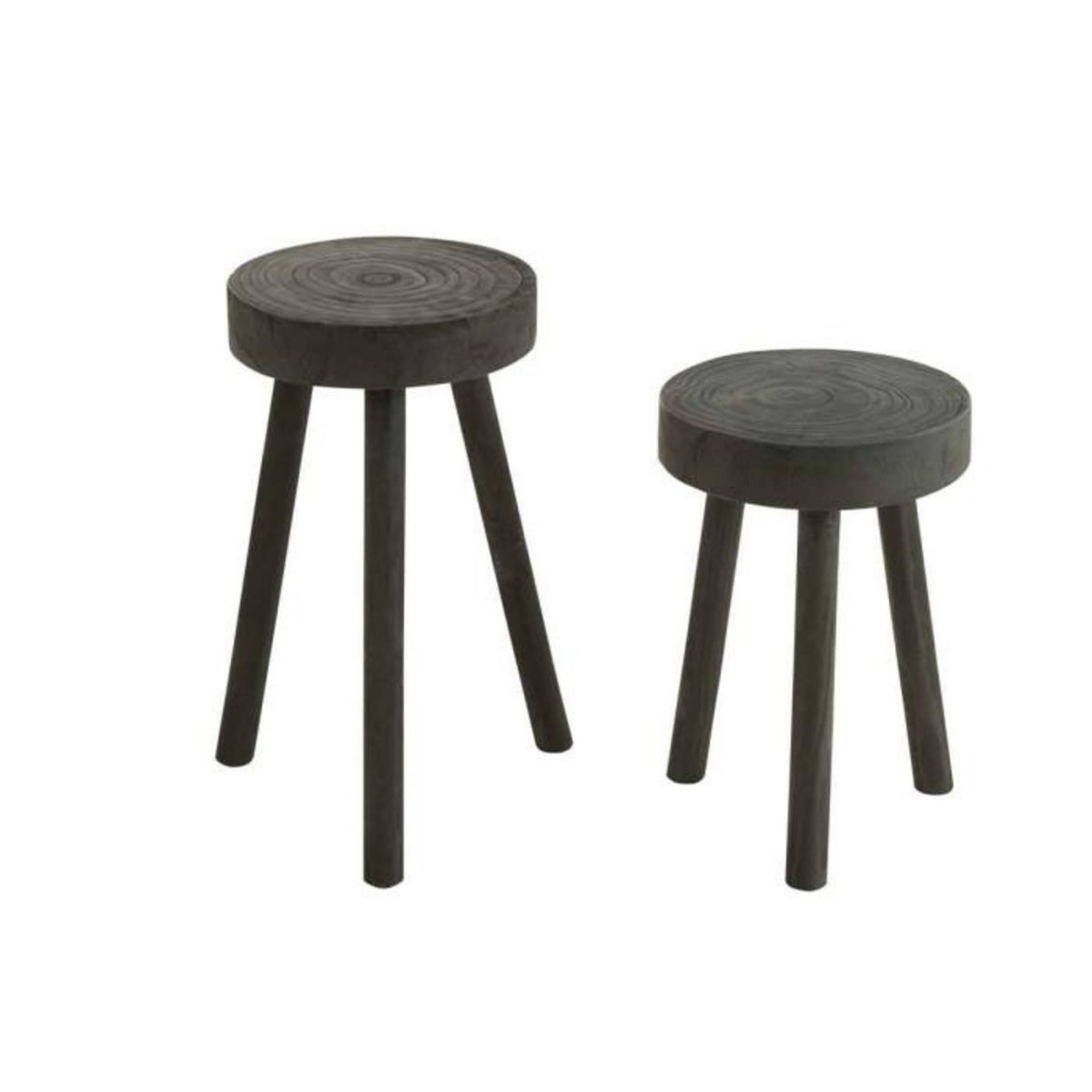 Paris Prix Lot de 2 Tabourets en Bois  Jenny  56cm Noir