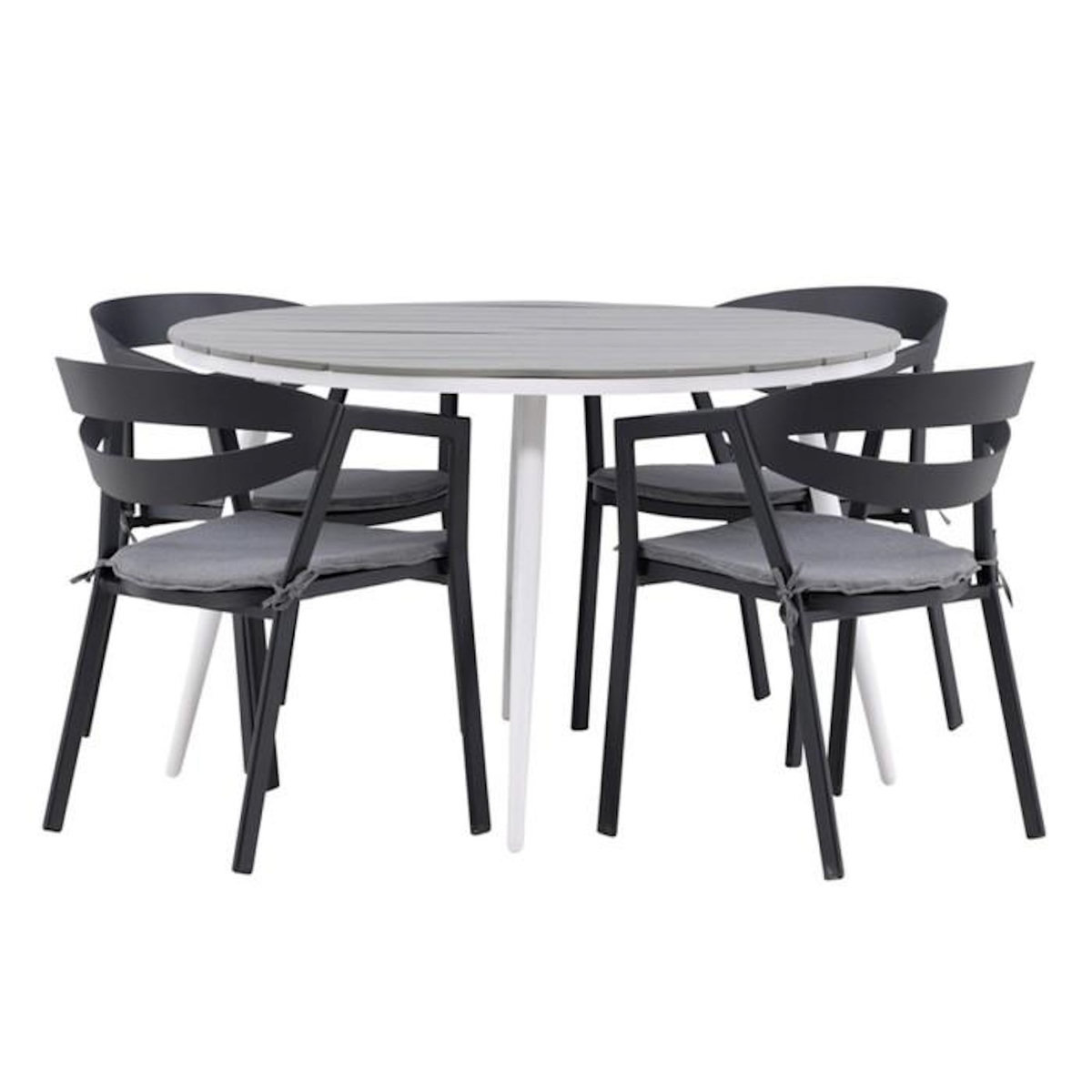Paris Prix Ensemble Table de Jardin & 4 Chaises  Break & Slit  120cm Gris & Noir