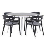 Paris Prix Ensemble Table de Jardin & 4 Chaises  Break & Slit  120cm Gris & Noir